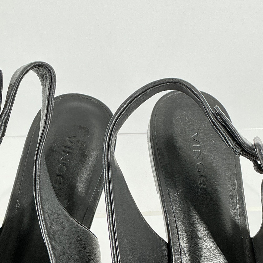 Vince Size 9 EUR 40 Black Leather Square Toe Slingback Flats Vida - Picture 12 of 12